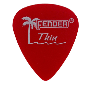 FENDER California Clear Picks 12 Pack Thin - Candy Apple Red